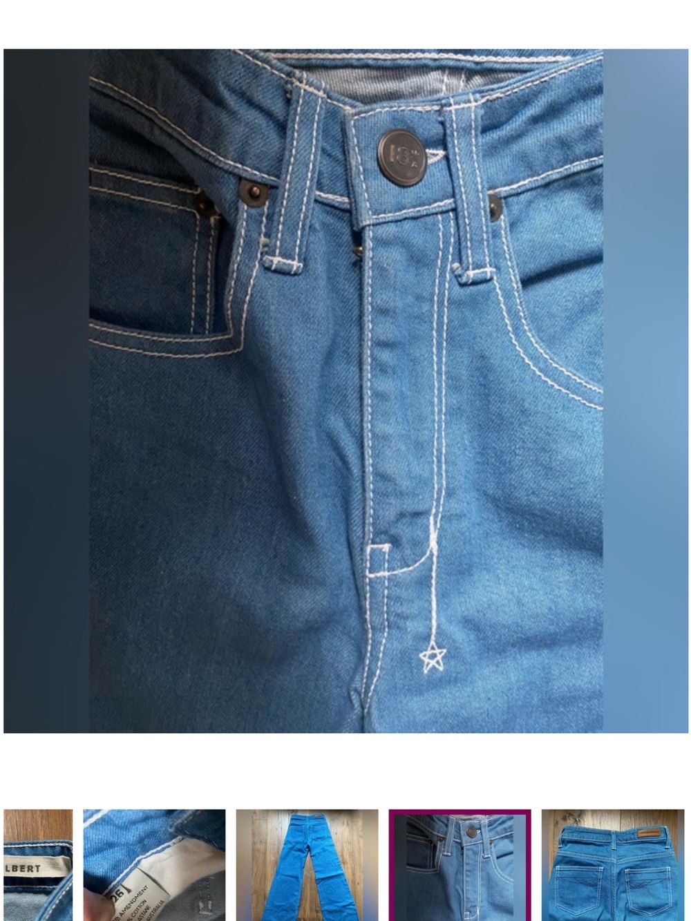 High-Rise Wide-Leg Women's Jeans in Bright Blue - Picture 6 of 7